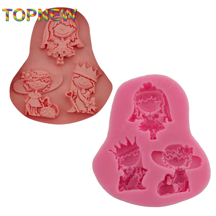 3Pcs Girl Silicone Fondant Chocolate Mould Cake Decoration Mold