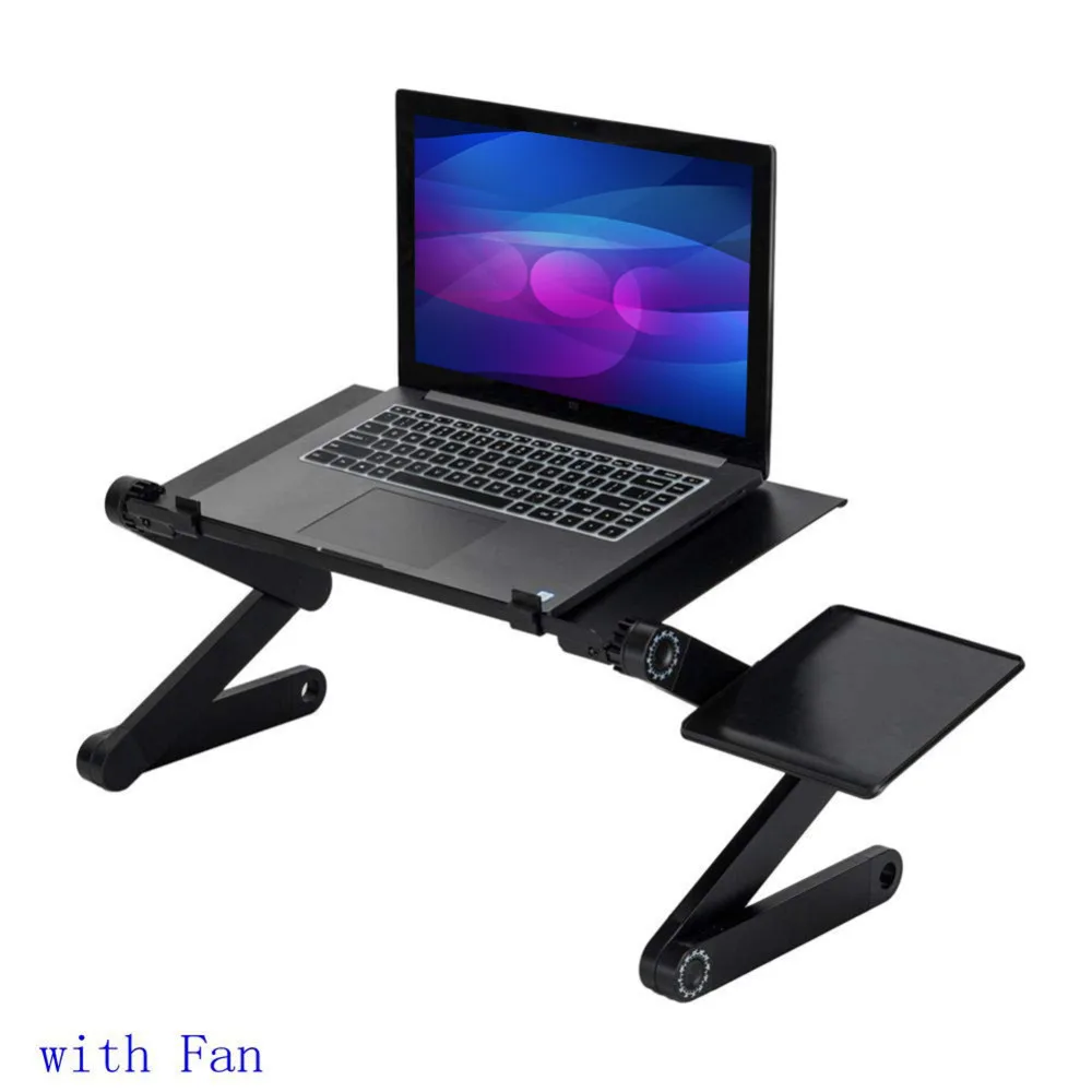 المحمولة طوي الدفتري المحمول PC مكتب الجدول حامل قابل للتعديل طاولة حاسوب حامل محمول منضدة للسرير مع ماوس لوحة مع مروحة