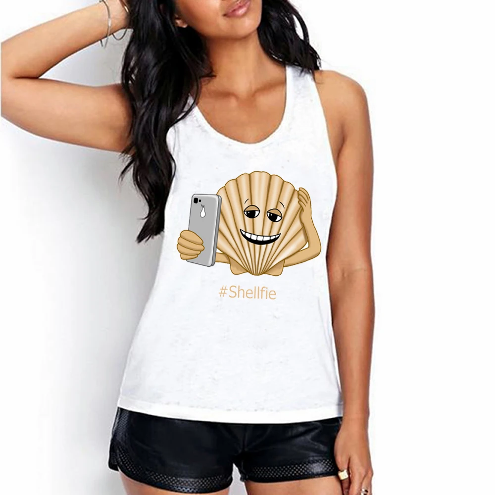 2017 summer fall women's vest Funny Sea Shell Shellfie Selfie tanks