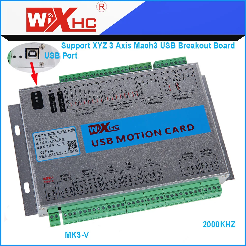 XHC New Generation 3 Axis mach3 Motion Controller Board USB Interface Mach3 Breakout Board MK3-V 2000KHZ