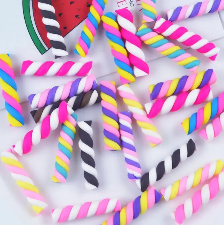 

Kawaii Spiral marshmallow Candy Polymer Clay Cabochons Flatback For DIY Phone Decoration