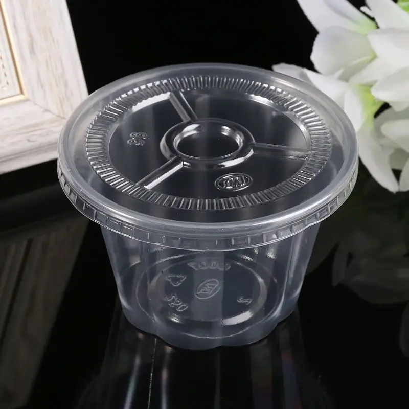 

50Pcs Disposable Cups Set Of 250ml Sauce Rippled Pot Container Jello Shot Cup Slime Storage With Lid For Ketchup