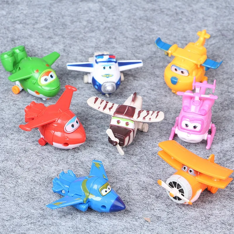 

8pcs/lot Super Wings Mini Airplane Robot Toy for Children Action Figures Super Wing Transformation Jet Kids Brinquedos Boy Gift