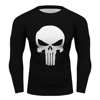 

Custom The Punisher tshirt for men Compression Shirt Printed T-shirt Tops T shirts black rashguard