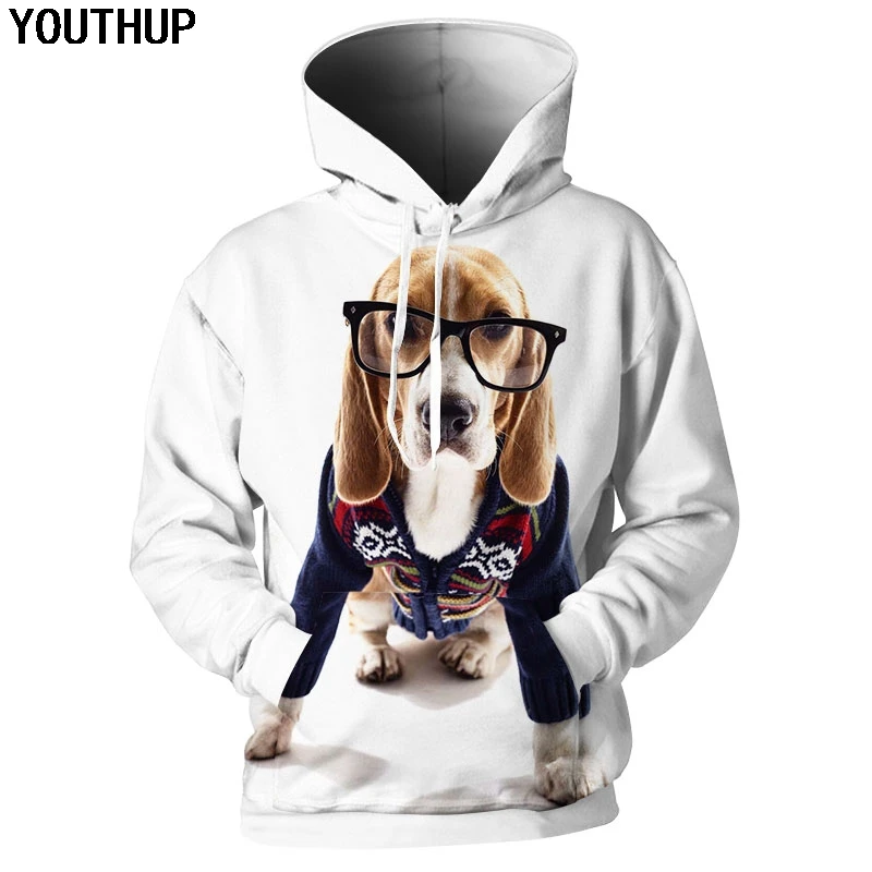 YOUTHUP Fashion 3d Hoodies For Men/Women Hooded Hoodies Dog With
