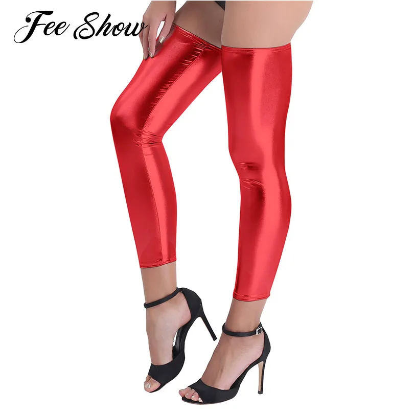 1 Pair of Women Wetlook Shiny Stretchy Footless Thigh high Tights Stockings Fashion Women's