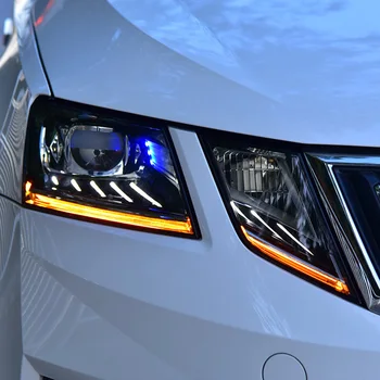 

2PCS LED Headlights For Skoda Octavia 2018 Car Led Lights Double Xenon Lens Car Accessories Daytime Running Lights Fog Light