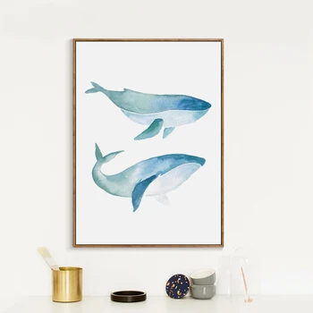 

07G Simple Abstract Watercolor Whale Portrait A4 A3 A2 Canvas Art Painting Print Poster Picture Wall Room Home Decoration Murals
