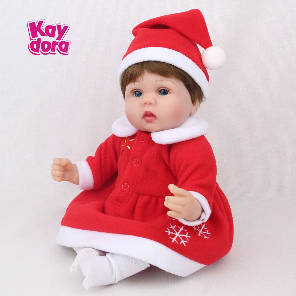 

KAYDORA 16 inch 40cm Vinyl Silicone Reborn Baby Doll Alive Lifelike Real Realistic Bebe Girl Boneca Toys Christmas Gifts Santa