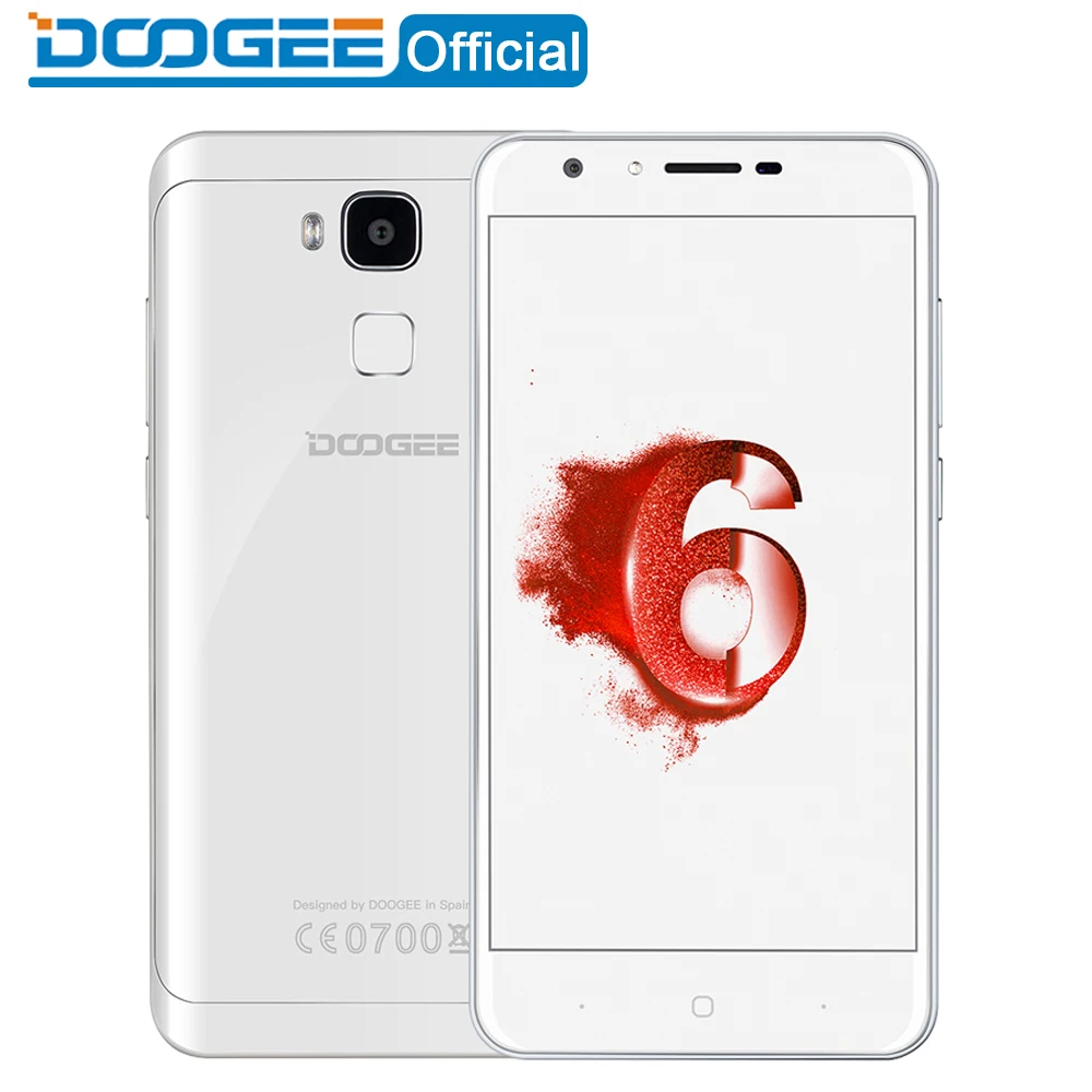 Doogee Y6 Piano White отпечатков пальцев мобильные телефоны 5 дюйма HD 4 ГБ + 64 Android6.0 Dual SIM MTK6750