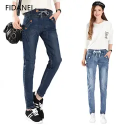 Модные Новое поступление повседневные джинсы летние Лидер продаж деним для женщин джинсовые штаны Корейская Высокая талия свободные плюс