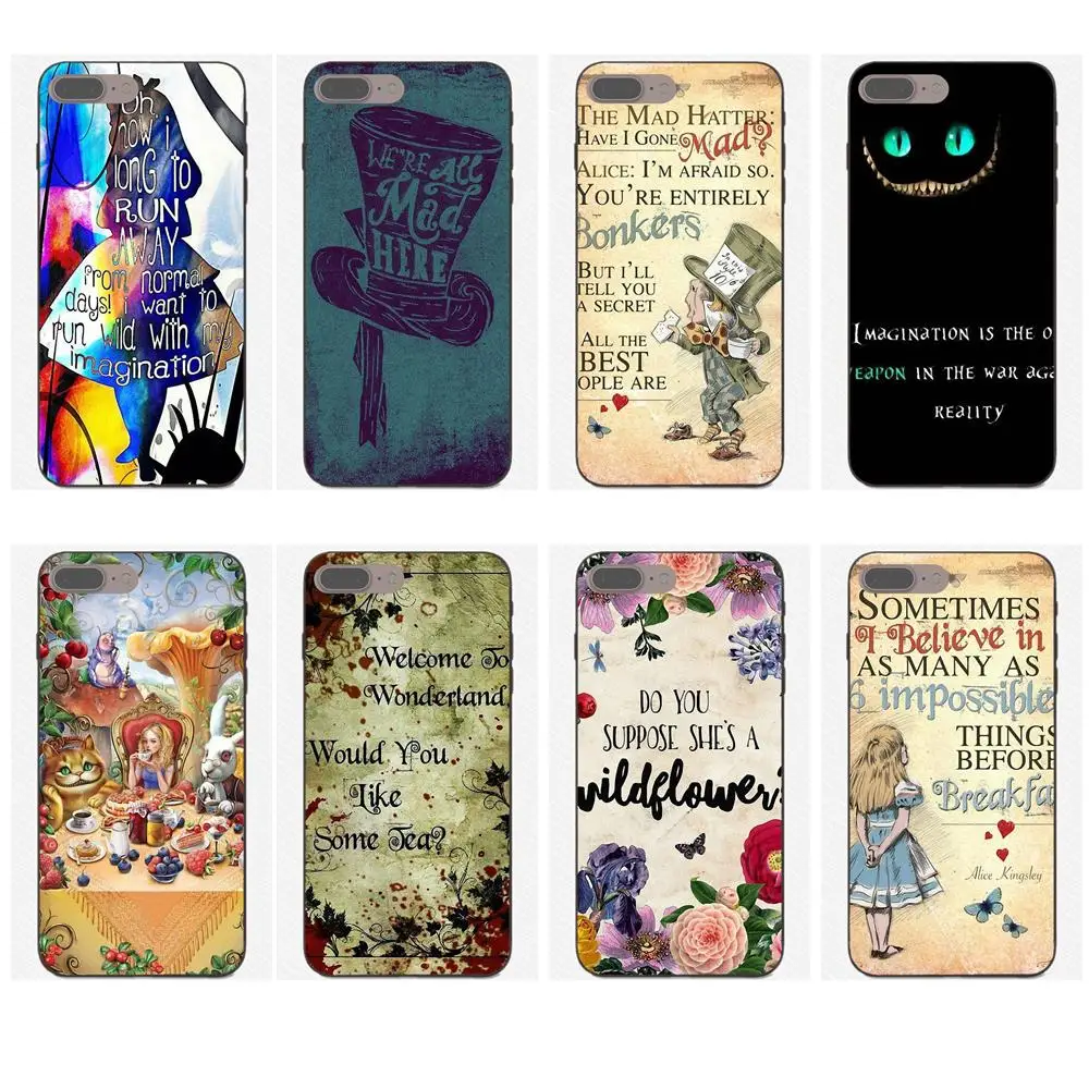 

TPU Fashion For Xiaomi Redmi Note 2 3 4 4A 4X 5 5A 6 6A Plus Pro S2 Y2 Alice In Wonderland Quote Pretty Mad Hatter Art