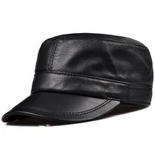 Зимняя теплая Новинка натуральная кожа шляпа Кепка кадетная кепка мужская военная шапка из натуральной яловой кожи кепка мужская женская