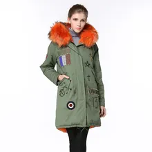 2016 free shipping Beading MR fur parka orange fur lining with raccoon fur collar Mrs women long jacket