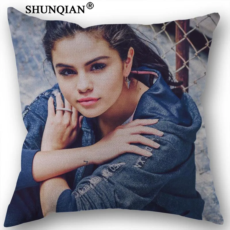 

New Custom Selena Gomez Canvas pillowcase Wedding Decorative PillowCase 45x45cm one sides Cotton Linen Pillow Cover