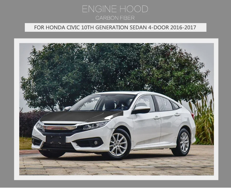 Карбоновые накладки на переднюю капот для Honda Для Civic 10th Generation Sedan 4 двери