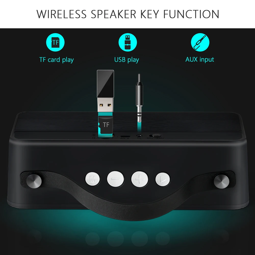 Портативная Hi Fi bluetooth колонка TOPROAD беспроводная стереозвуковая коробка уличная с