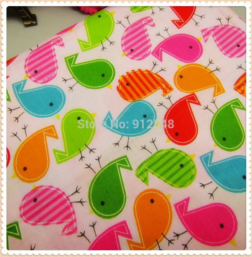 MB8741, 50cm*150cm Colored birds Series cotton fabric, diy handmade
