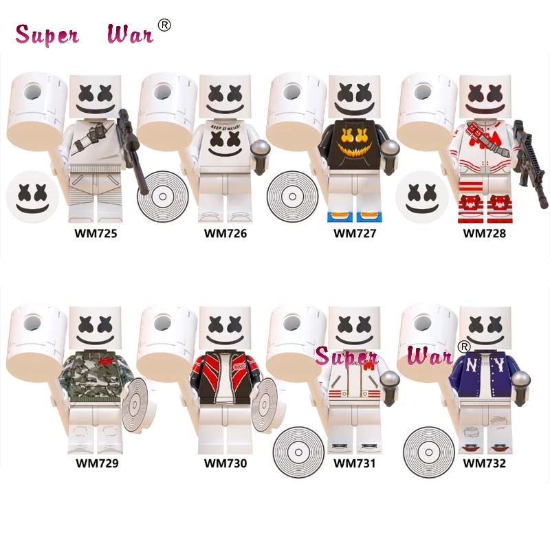 

50pcs Popular DJ Marshmellow Queen Leader Singer Kiss Band building blocks toys for children kid Gift
