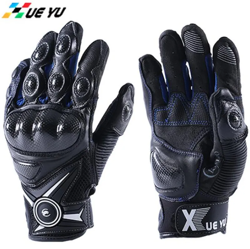 

XUEYU Genuine Leather Motorcycle Gloves Moto Motorbike Street Bike Racing Luvas Guantes Carbon Fiber Shell Full Finger Guantes