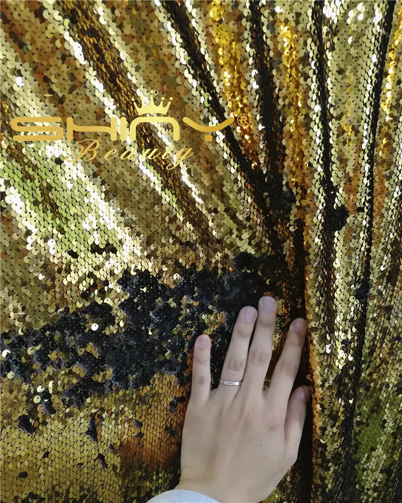ShinyBeauty 2 шт. золотой и черный занавес фон 6x9FT Русалка блесток ткань для