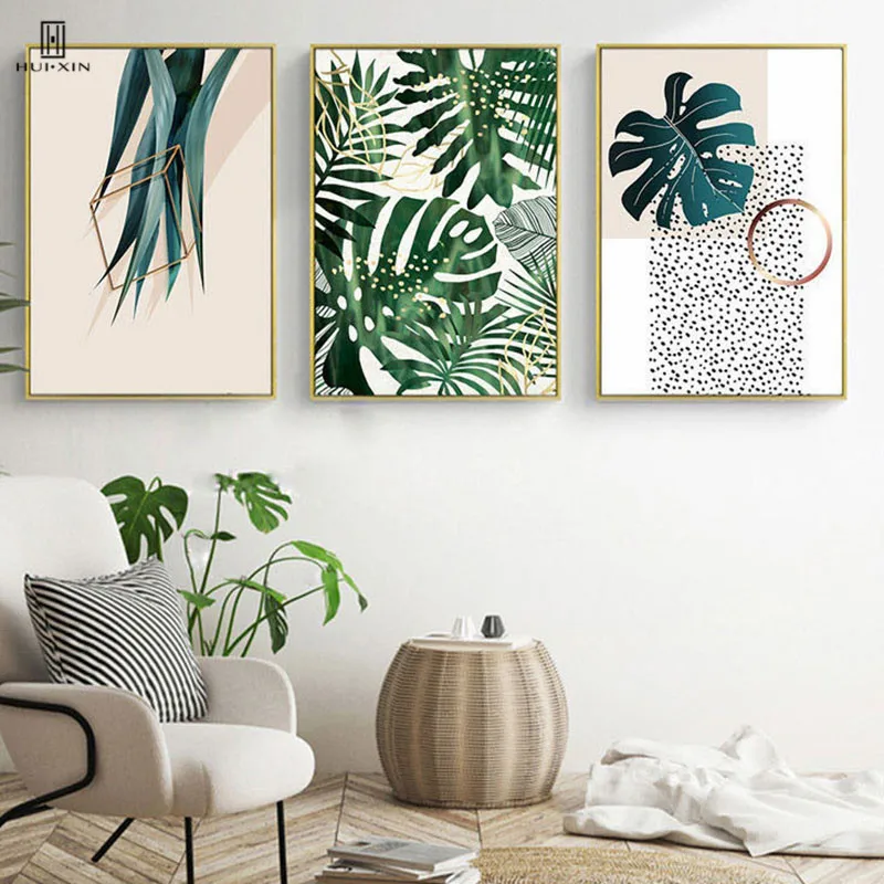 

The Simple European Green Leaf Landscape Decorative Pictures Cactus Potting Art Prints On Canvas Posters Living Room Wall Decors