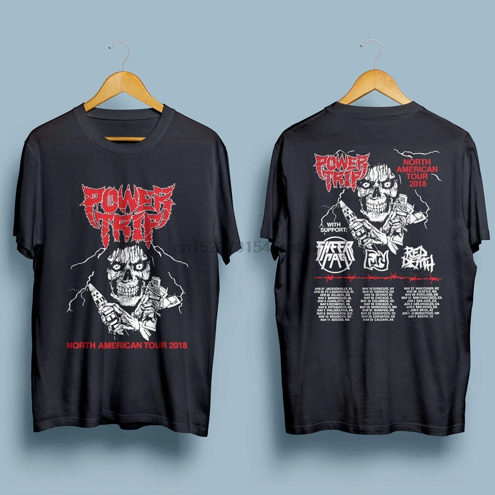 

Power Trip North American Tour 2018 T Shirt Man Two Sides Casual Cotton Tee Usa Size S 3Xl New