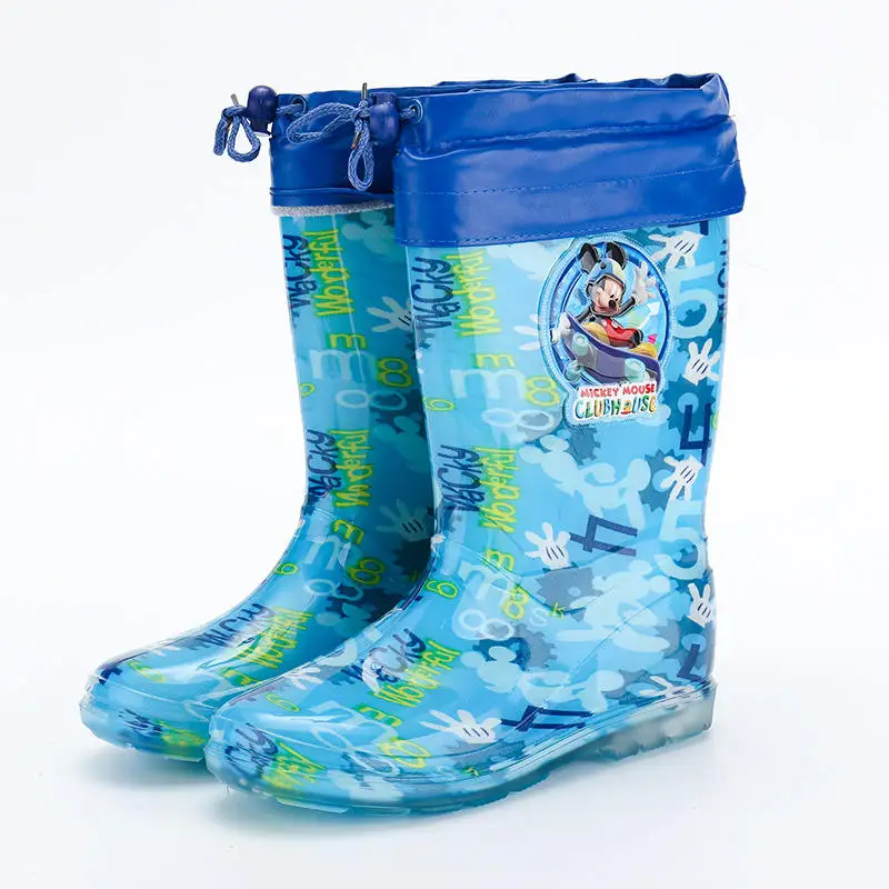 new Disney princess frozen children Plus velvet thick warm rain boots rubber shoes cartoon PVC girls water shoes size 32-38 - Цвет: F