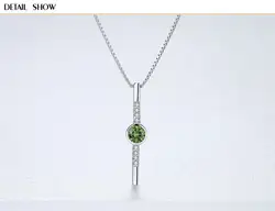 S925 серебро ожерелье Простой зеленый кристалл набор с 3A Циркон женское ожерелье BLS01