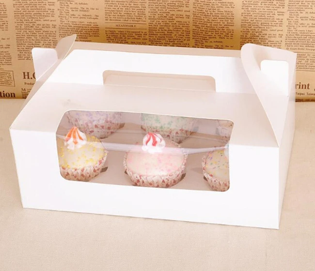 Groothandel 50 Wit Cupcake Cake Box/ Bak Pakket Met Pvc Raam Maat 26*17 * packagepackage box - AliExpress