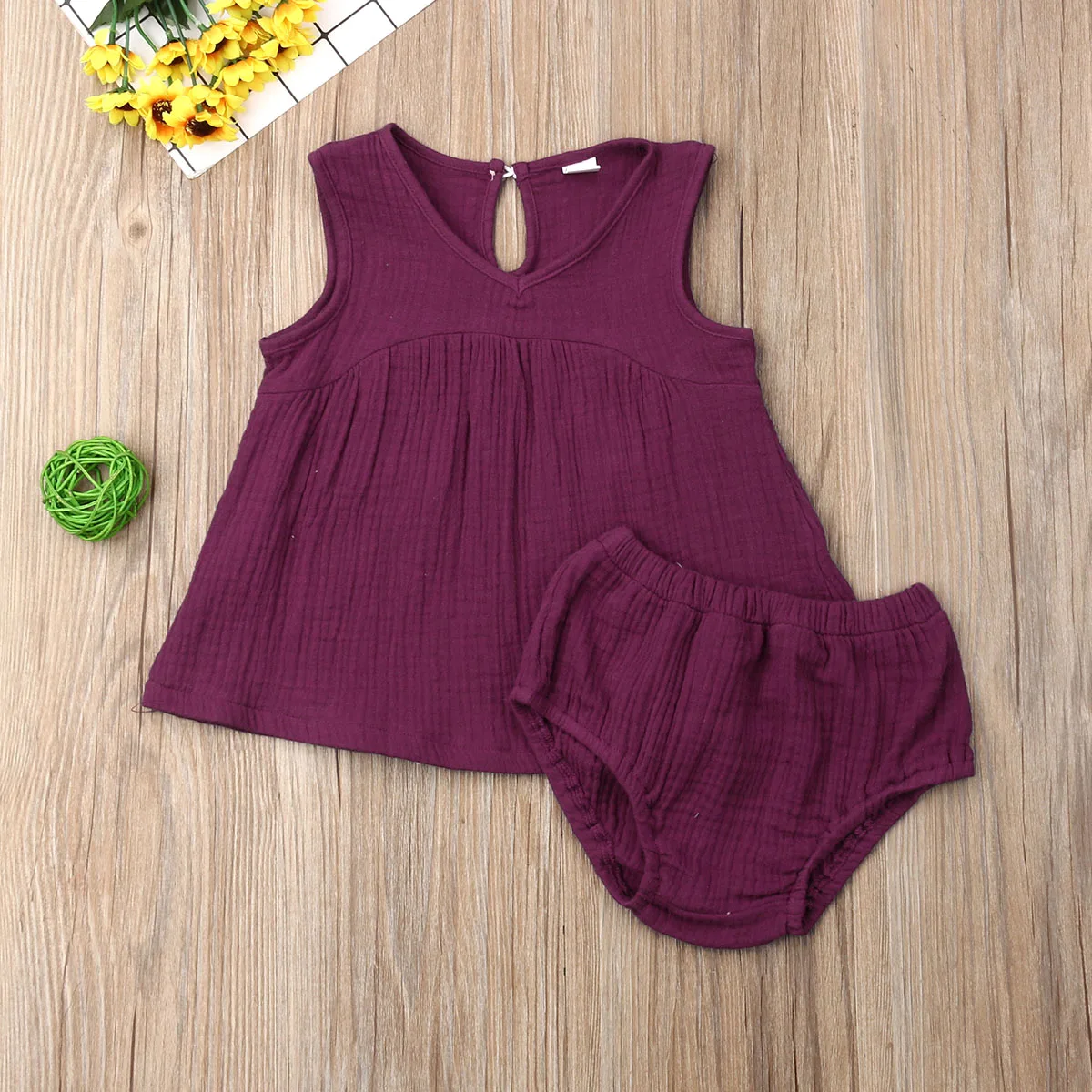 

Pudcoco Summer Toddler Baby Girl Clothes Solid Color Sleeveless Ruffle Cotton Tops Short Pants 2Pcs Outfits Casual Clothes