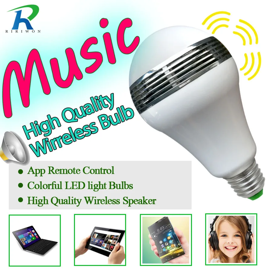 

RiRi won SMD RGB LED Bulb Light Lamps Bluetooth E27 220V Smart Real 7W Power High Brightness Lampada LED Bombillas led light