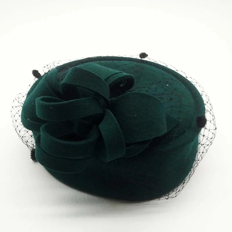 Для женщин вуалетки Pillbox шерстяная шляпа сетка цветочный Зимний Винтаж фетр фестиваль вечерние свадебные женские фетровые