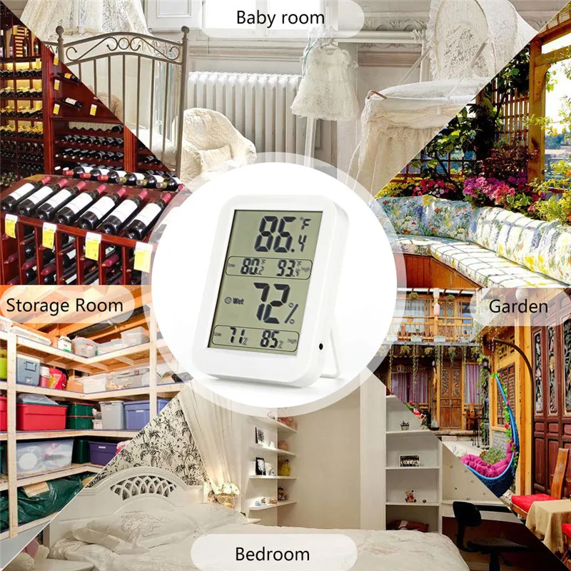 Digital LCD Electronic Temperature Humidity Meter Thermometer Hygrometer Sensor 4.4in Big Screen For Indoor Room Weather Station (9)