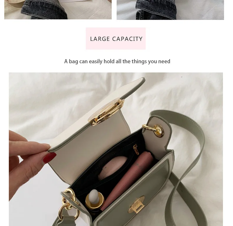Женская контрастная Повседневная Маленькая седельная сумка, модная дикая сумка через плечо, Женская Высококачественная дизайнерская сумка через плечо