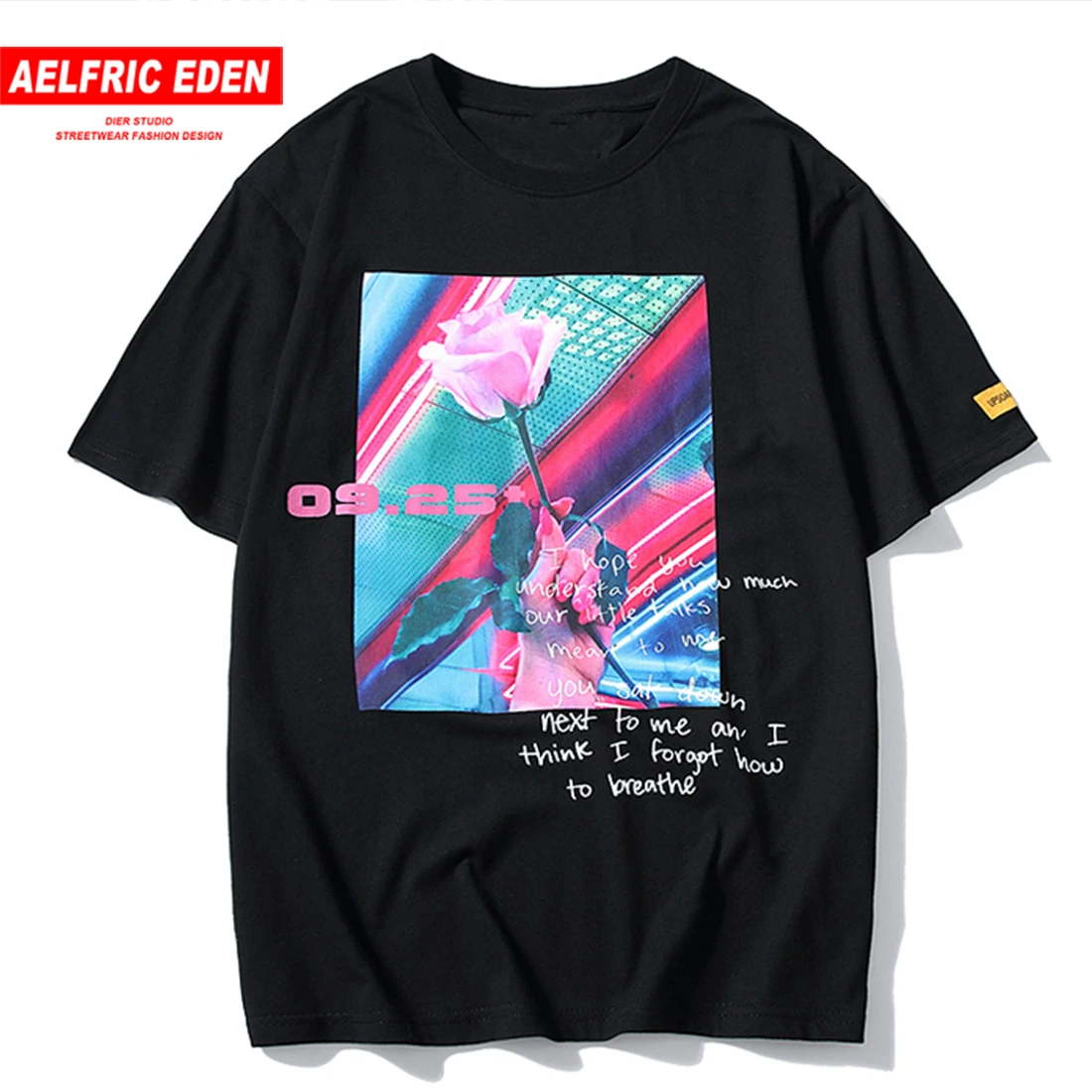 Aelfric Eden, цветочный принт, хип-хоп, короткий рукав, для мужчин и женщин, футболка, лето, новинка, футболки с буквенным принтом, хлопок, Повседневная Уличная одежда