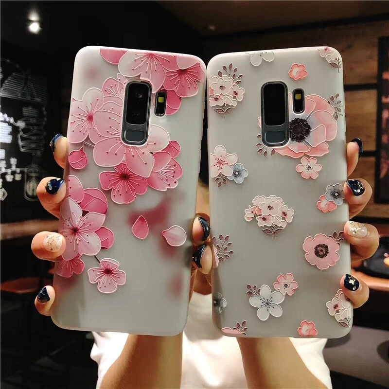 

Case For Samsung Galaxy Note9 S9 S8 Plus J2 J5 J7 Prime Soft Silicon 3D Relief Flower Cover For Samsung J4 J6 2018 J2Pro Coque