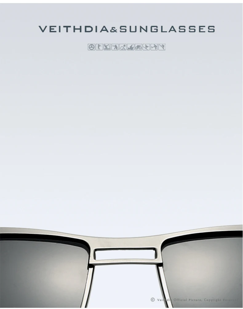Мужские солнцезащитные очки VEITHDIA из нержавеющей стали, поляризованные очки для вождения, мужские очки, аксессуары, солнцезащитные очки для мужчин 2711