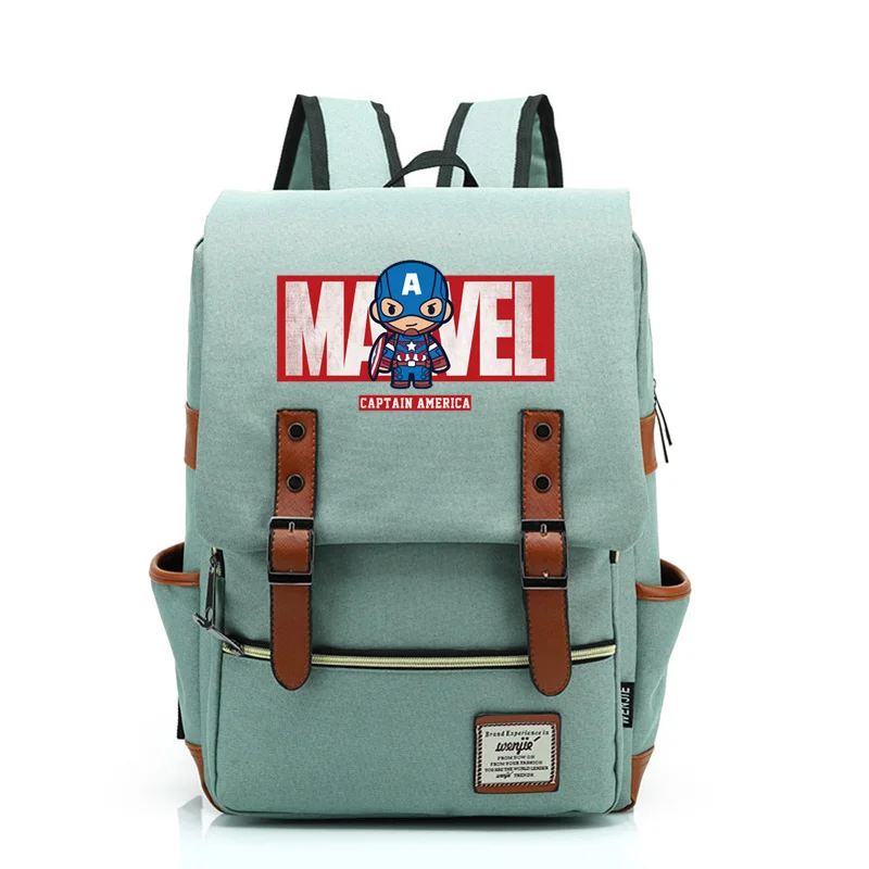 Холщовый женский и мужской рюкзак Мститель, Марвел, Капитан Америка, Человек-паук, для мальчиков и девочек, школьная сумка, сумки для подростков - Цвет: 4