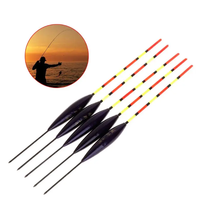 

5 Pcs/Set Fishing Float Fluorescent Tail Luminous Stick Floating Buoy Tackle Barr Wood Wooden Sticks Accessories