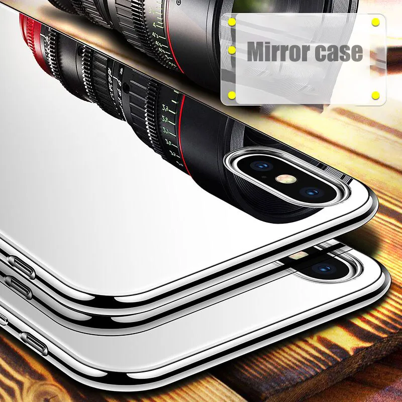 BFOLLOW Luxury Mirror Case for iPhone X 10 Tempered Glass Back + TPU Plating Frame Cover Coque Fundas |