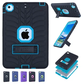 

2017 New Kid Case for iPad Mini Tire Pattern Hybrid Stand Holder Plastic+Rugged Protective Case Cover for Coque iPad Mini 3 2 1