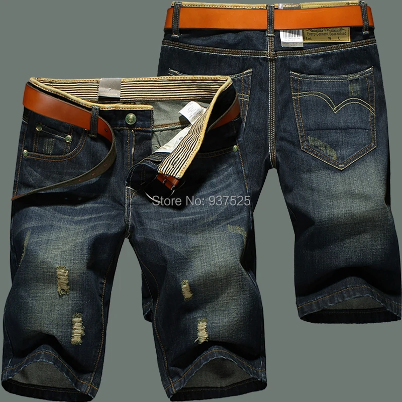 2014 summer thin straight Men's slim denim shorts casual capris Jeans