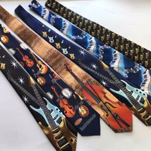 Прямая Модный мягкий музыкальный галстук 9 см вечерние галстуки Классический музыкальный инструмент узор музыкальный галстук тканые галстуки