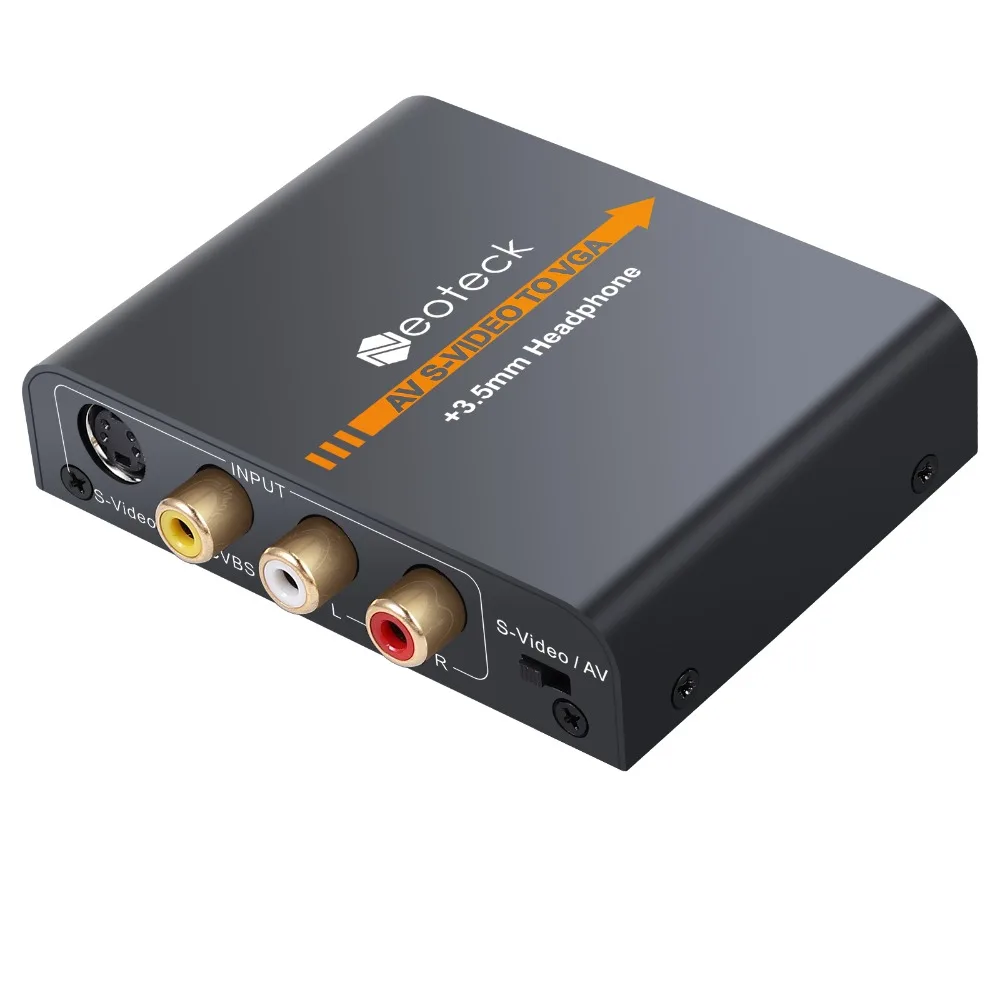 Neoteck сплав 3RCA AV CVBS Композитный S-Video to VGA конвертер AV S-Video to VGA адаптер Upscaler 720 P/1080 P с 3,5 мм разъемом