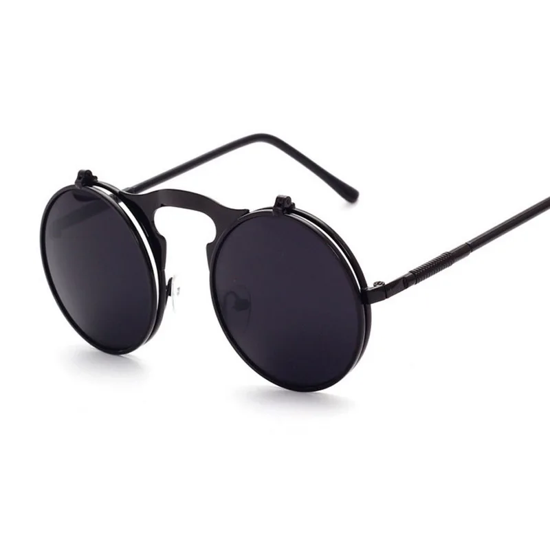 2017 fashion cool designer round metal frame UV400 protection flip top font b Sunglasses b font