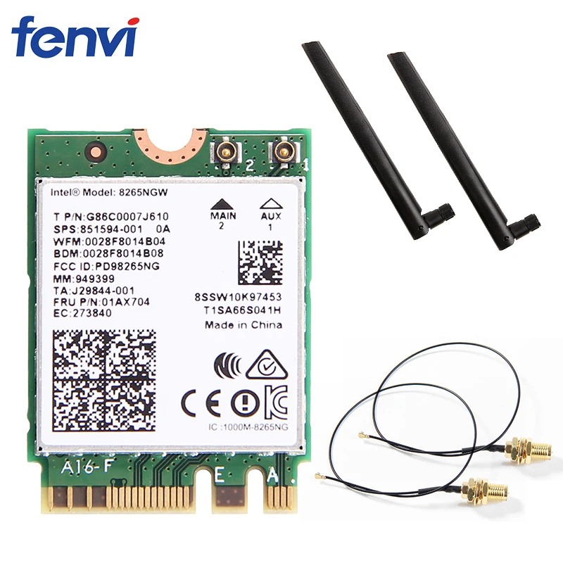Tanie Dwuzakresowy bezprzewodowy Wlan 2.4G 5Ghz dla Intel 8265NGW wireless ac 8265 NGFF 802.11ac 867 mb s 2x2 MU MIMO Wifi BT 4.2 karta