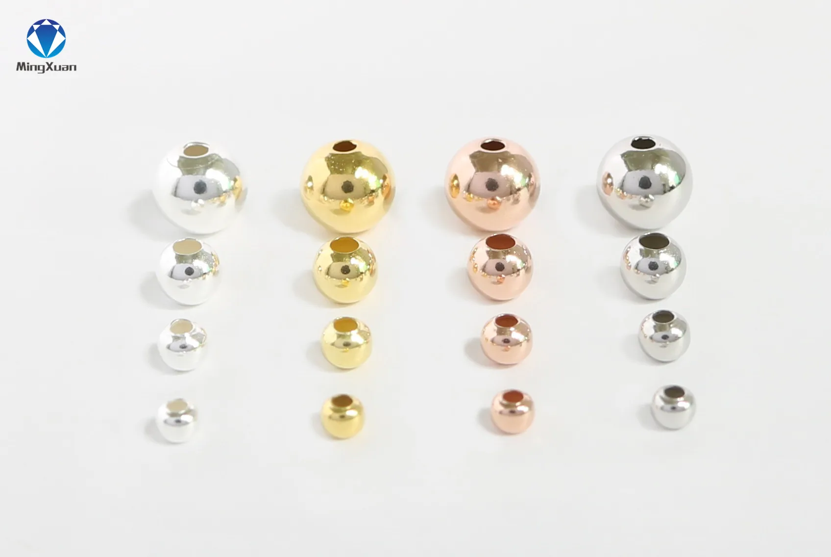 MINGXUAN 10PCS 925 Sterling Silver Beads Round 2.5/3/4/5/6/7mm DIY Jewelry Accessories Loose Ball Findings Bracelet Cabochon Jewelry Findings