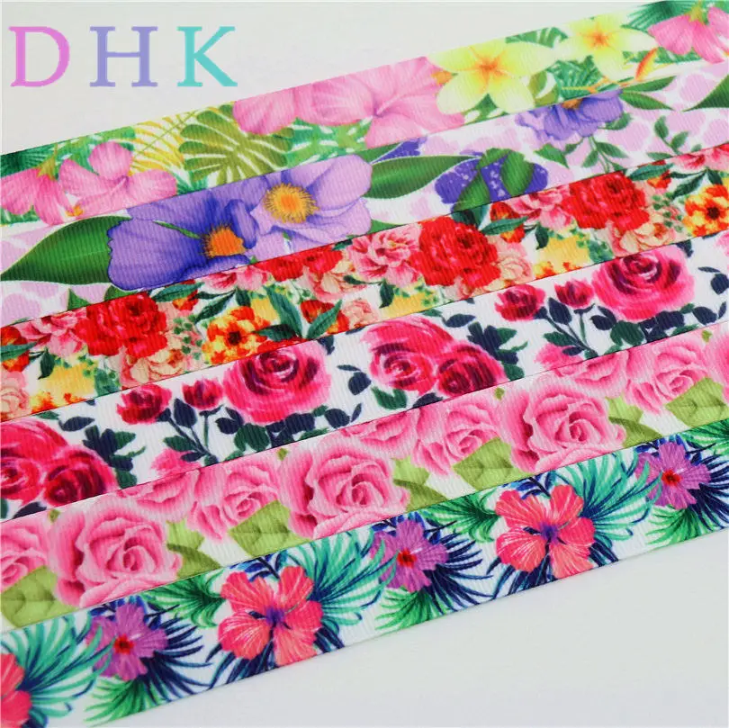 DHK 7/8 ''Бесплатная доставка корсажная лента с принтом розы аксессуары для