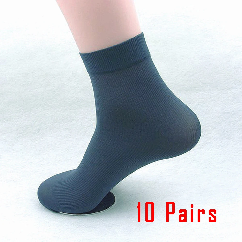 10 Pairs black men's socks winter high quality business Silky Bamboo Fiber Socks Casual Ultra-thin Elastic Male Cool Socks